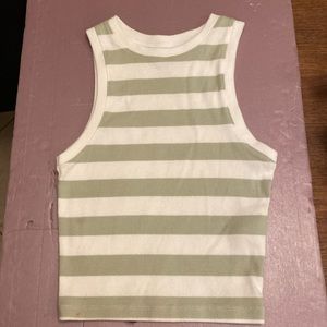 Hollister tank top - green and white stripes- like new